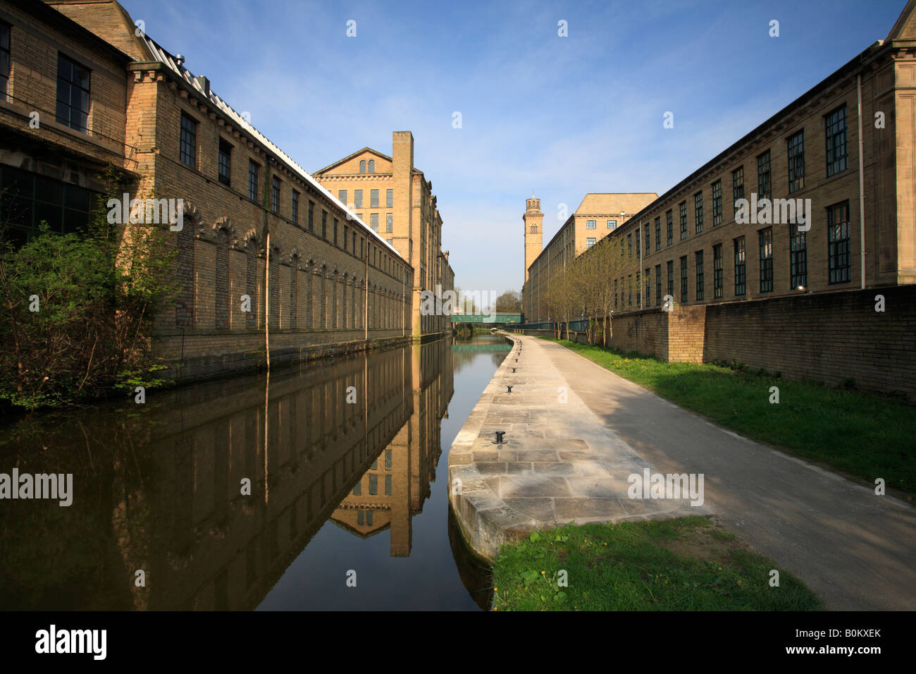 Salts Mill and the Leeds and Liverpool canal, Saltaire, UNESCO World