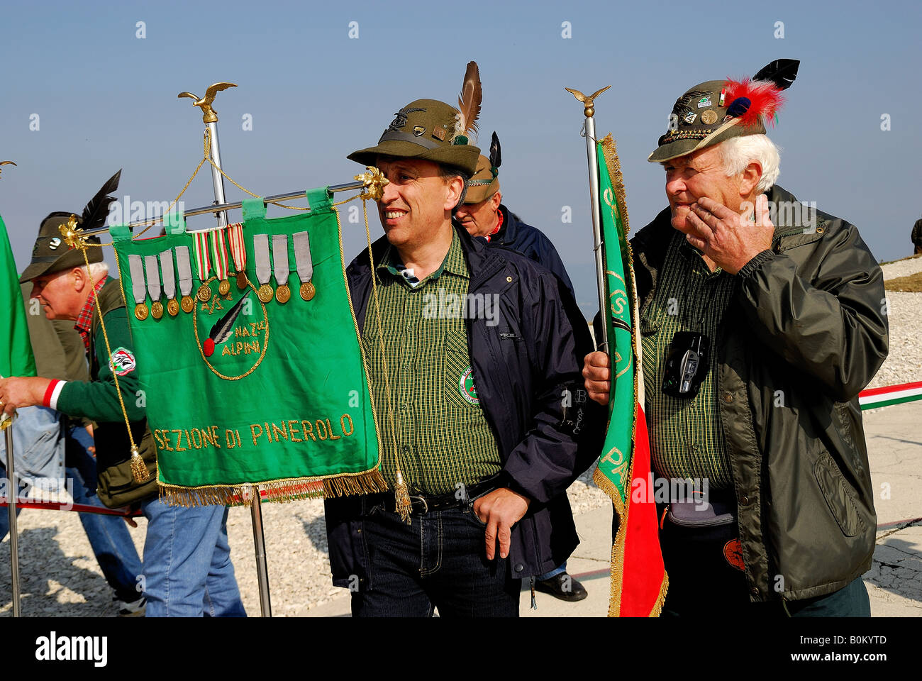 81. Alpini National Gathering. Bassano del Grappa, Italy, 9-10-11 May 2008.  The veterans carrying their banners Stock Photo - Alamy