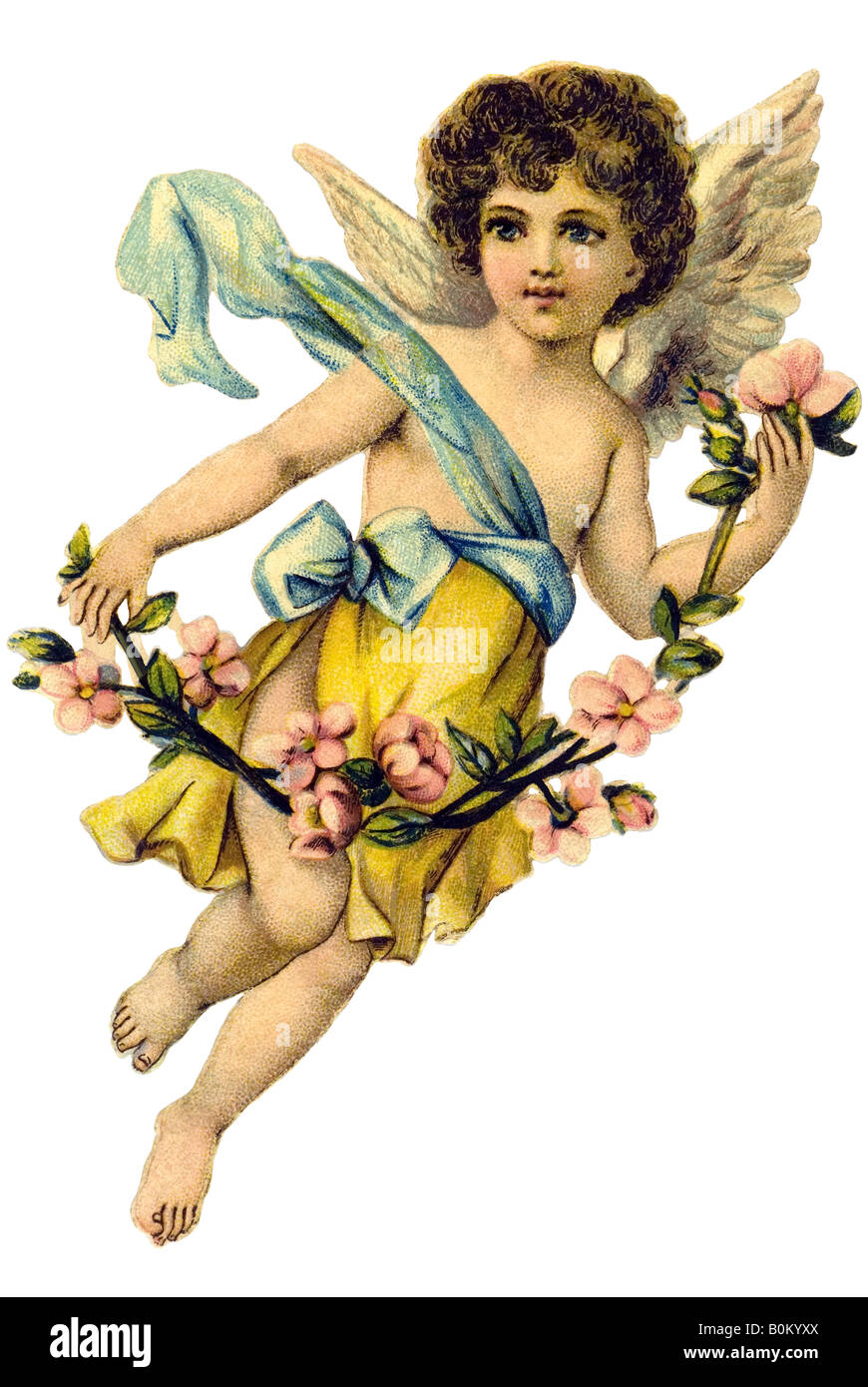 angelboy with cherry blossom branch 19th century Germany Stock Photo