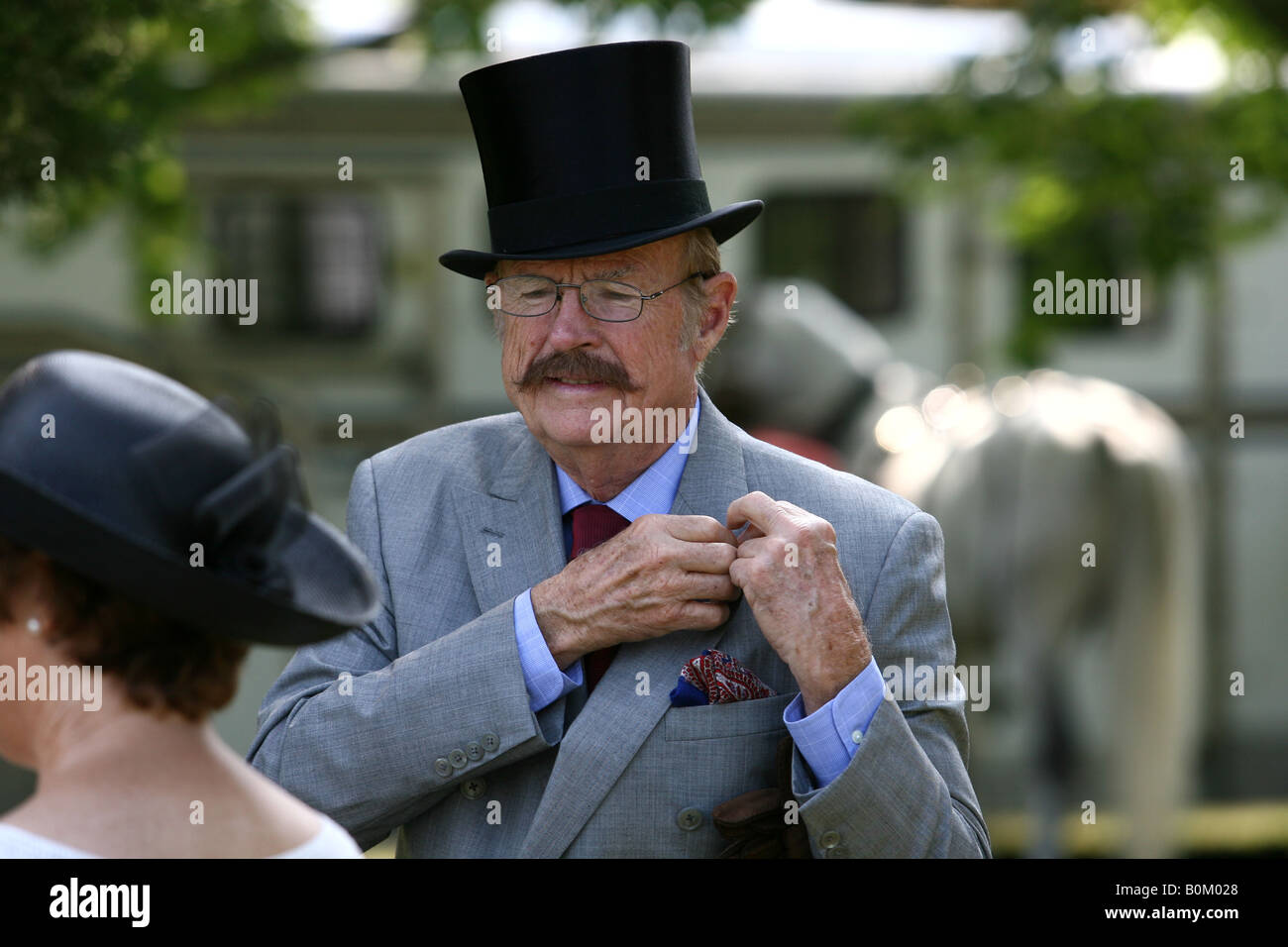A gentleman participant prepares for a four in hand coaching event in Locust New Jersey Stock Photo