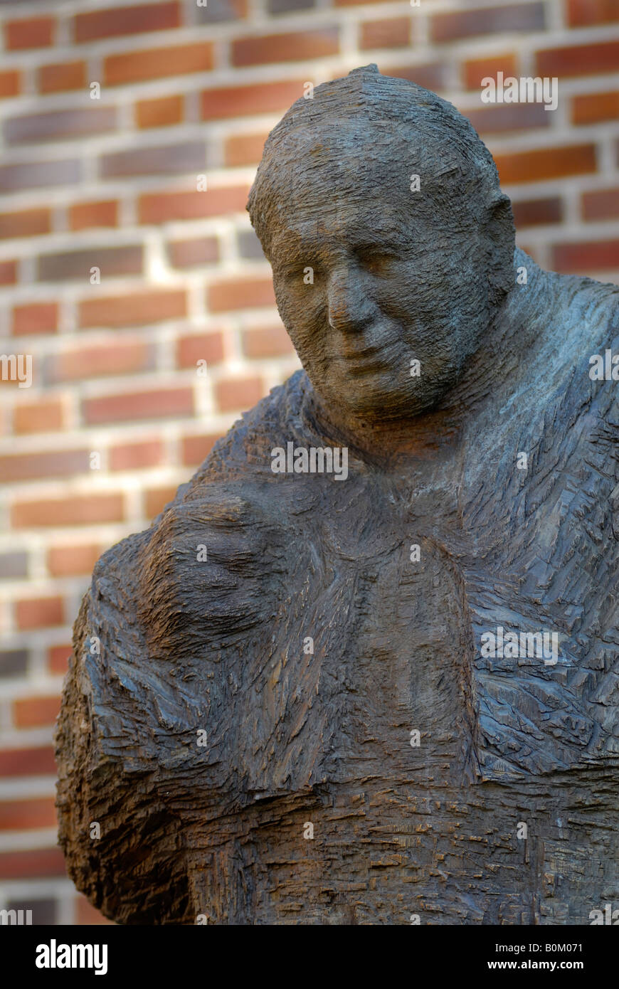 A statue of the pop Johannes Paul II. of the artist Jozek Nowak at the Domkirche St. Marien in the district St. Georg in Hamburg Stock Photo