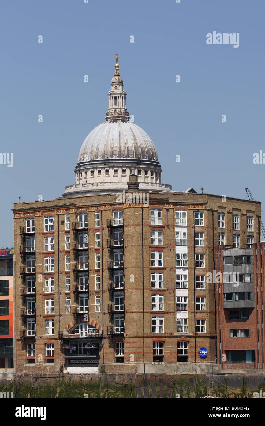 London luxury flats in converted riverside warehouse with the landmark