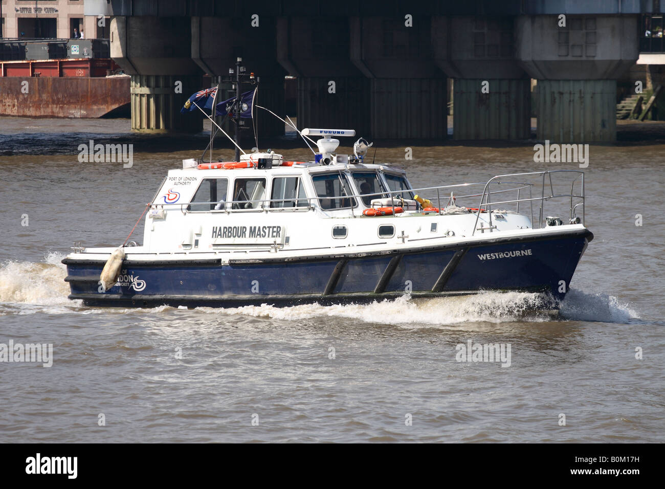 London The Port of London Authority PLA Harbour Masters launch boat vessel on the River Thames