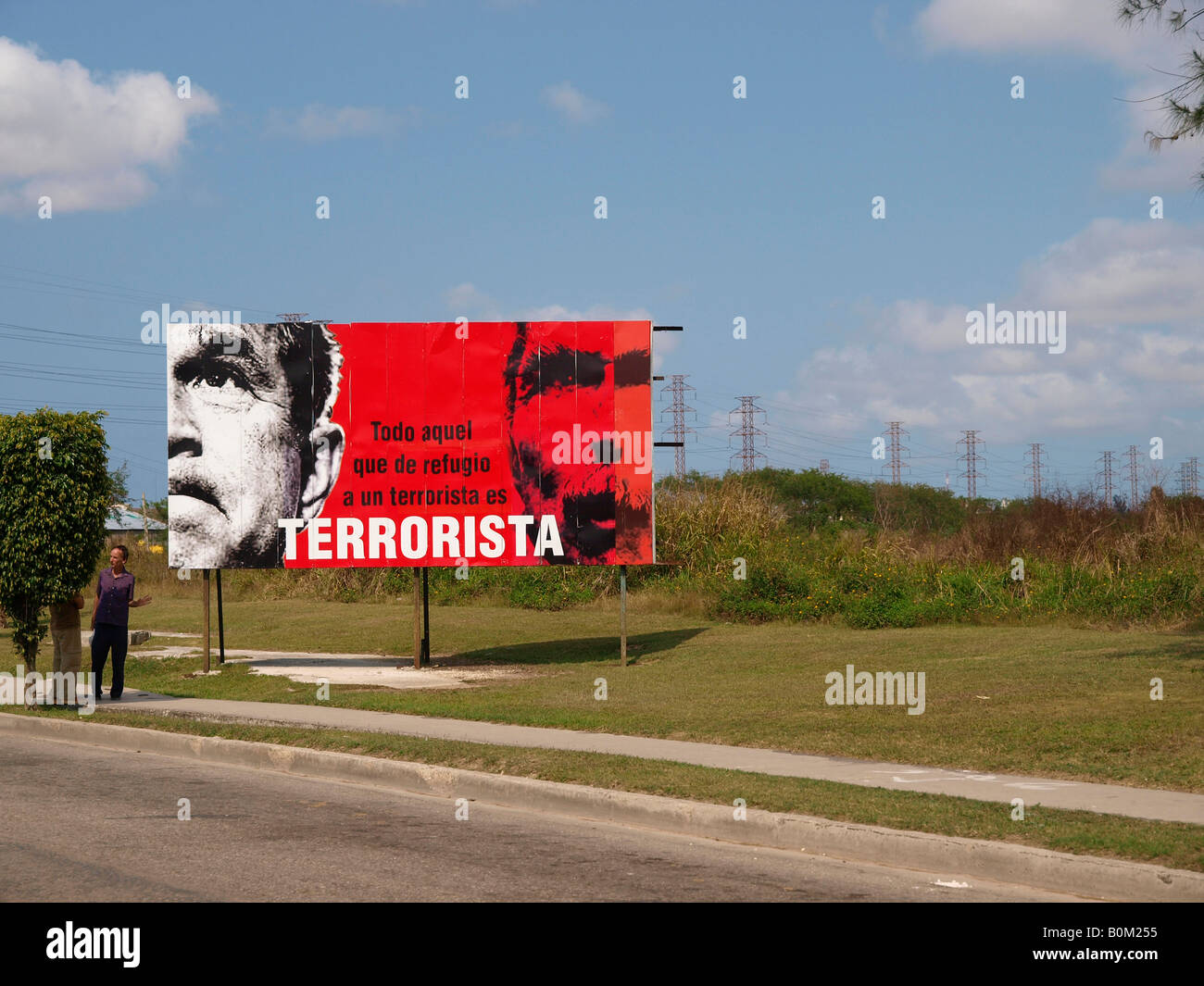 Political poster condemning George W Bush for harbouring a terrorist, namely Luis Posada. Havana Cuba Stock Photo