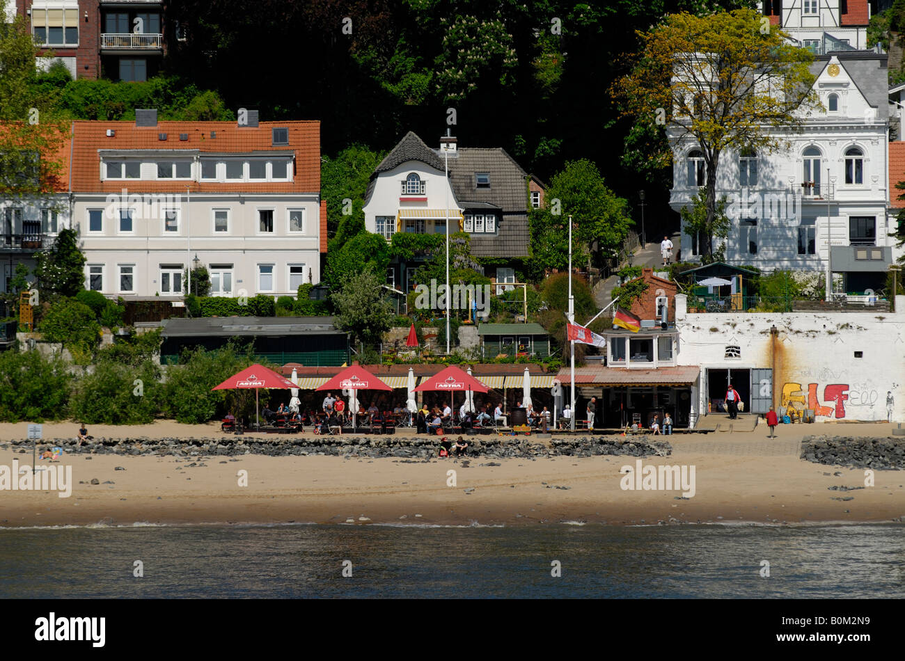 The beach along the river in Hamburg, Germany Stock Photo - Alamy