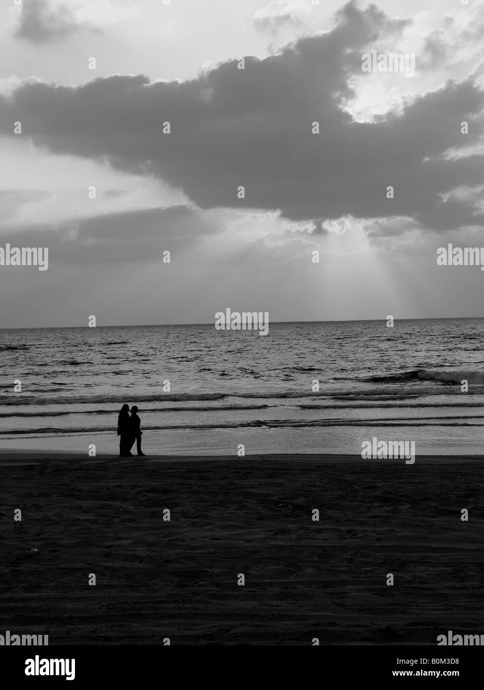 Sunset in Caesarea beach, Israel Stock Photo