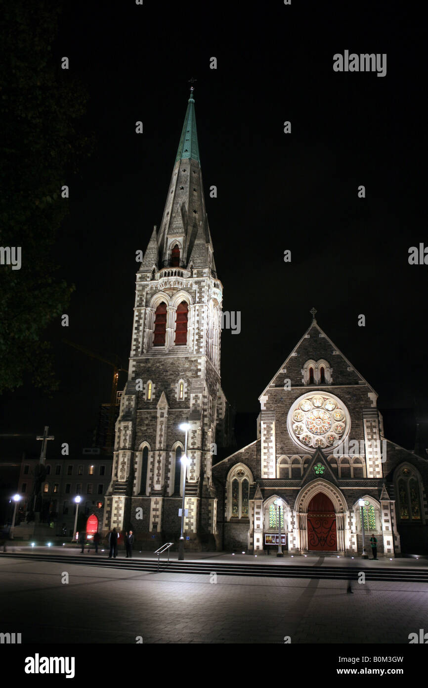 Christchurch cathedral New Zealand at night Stock Photo Alamy