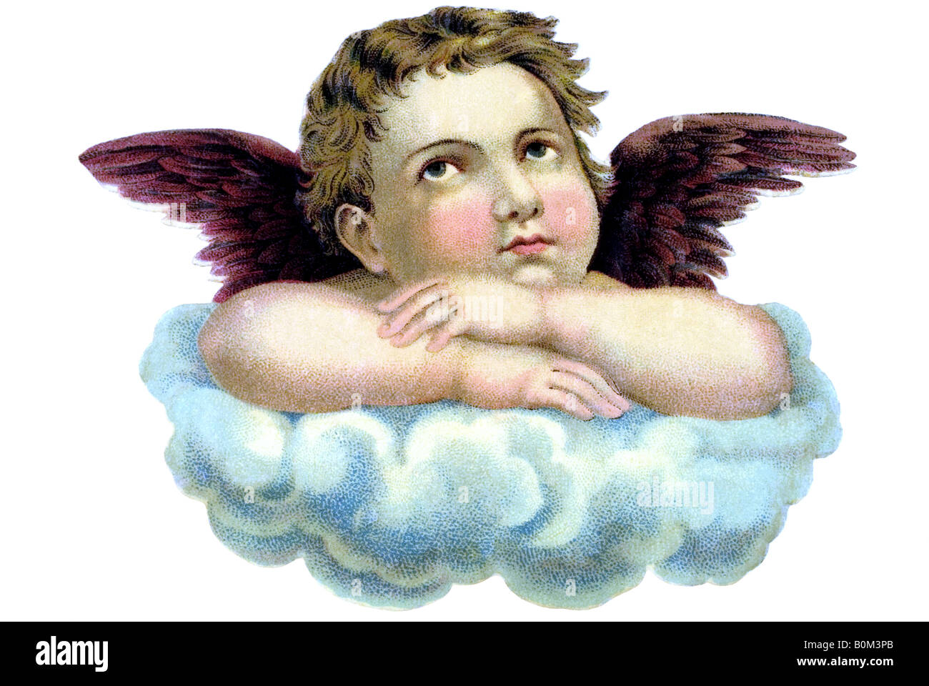 classic children angel on cloud Michelangelo Buonarroti like motive 19th century Germany Stock Photo