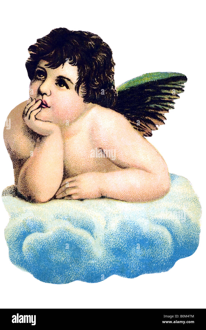 classic children angel on cloud Michelangelo Buonarroti like motive 19th century Germany Stock Photo