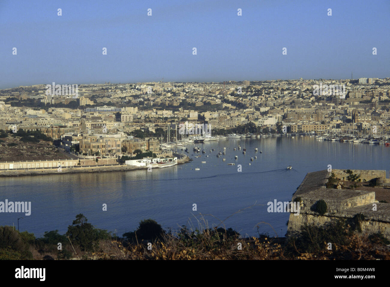 View Ta X'biex bay and town from Valletta. Stock Photo