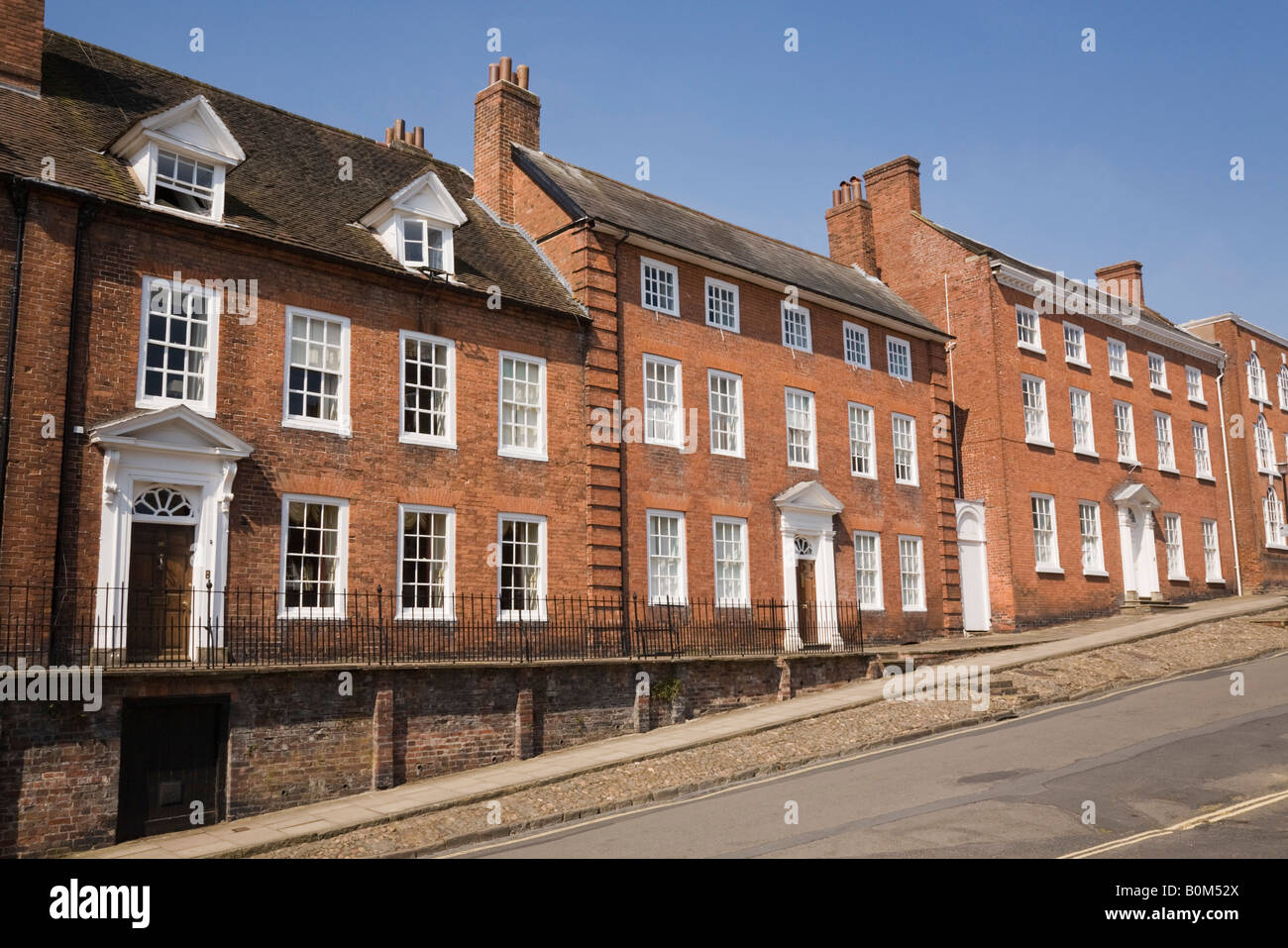 Row of elegant old buildings in Broad Street in historic town. Ludlow Shropshire England UK Great Britain Stock Photo