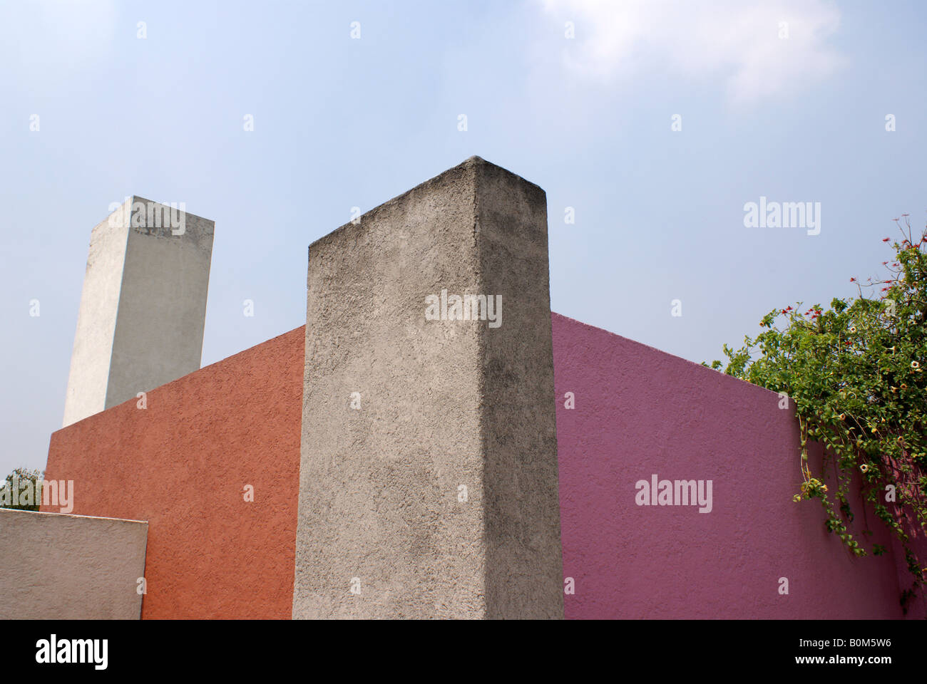 Colorful exterior walls of the Museo Casa Luis Barragán house museum in Mexico City Stock Photo