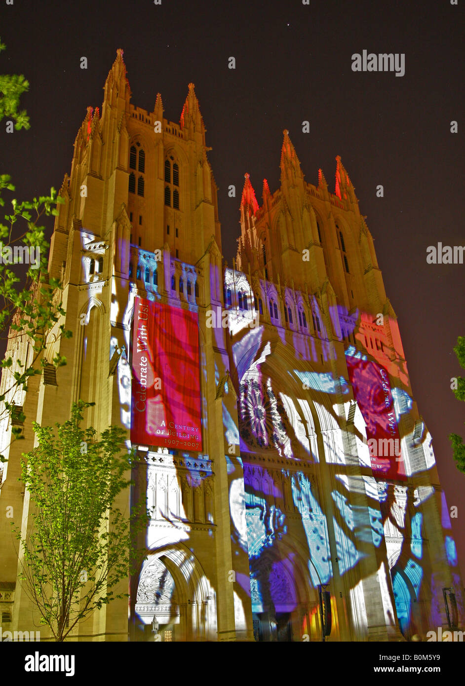 Public art event - illuminating the National Cathedral in Washington DC ...