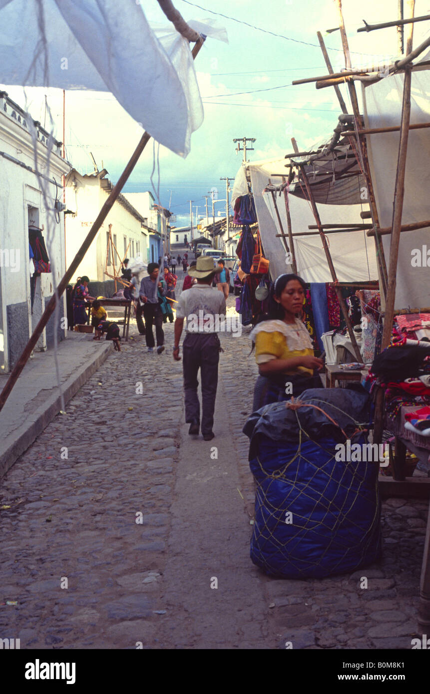 Street market setting up Guatemala Stock Photo