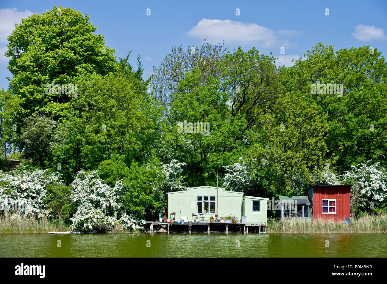Romantic cottages at the canal in the freetown Christiania Stock Photo