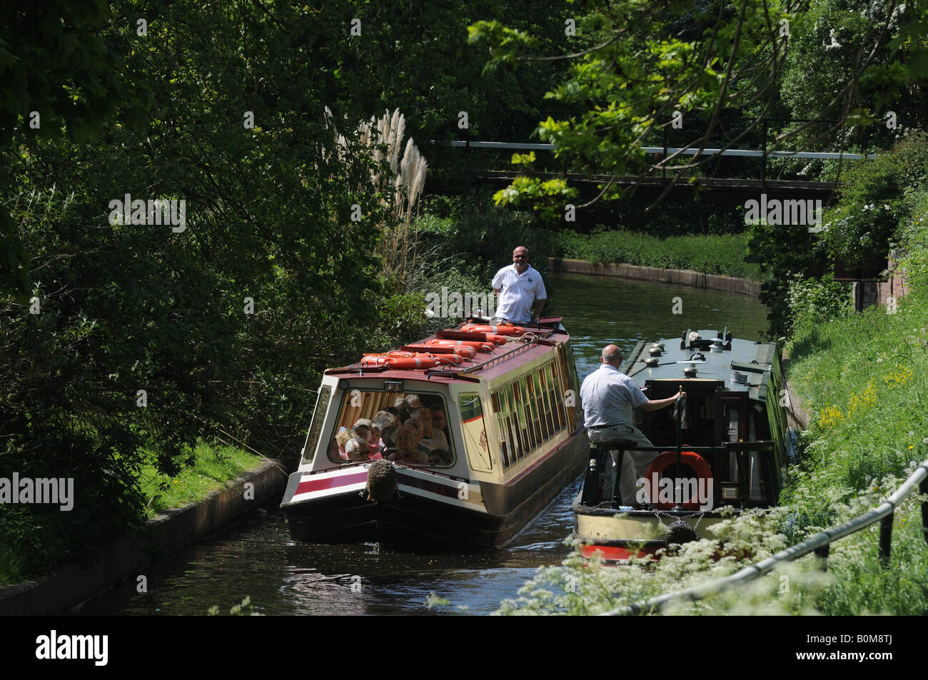 Canal boats on the Short Arm of the Llangollen Canal at Pontycysllte Wales Stock Photo
