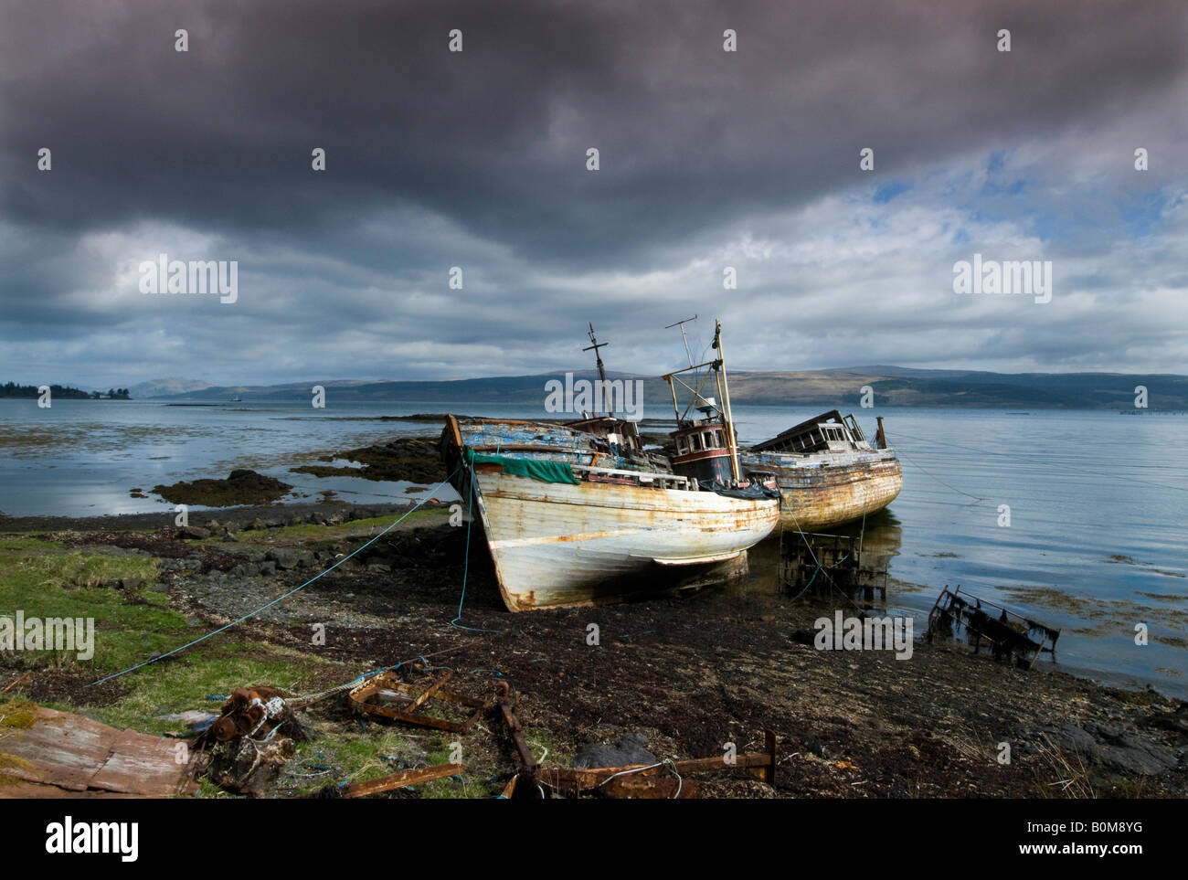 decommissioned fishing boats salen bay isle of mull scotland Stock Photo