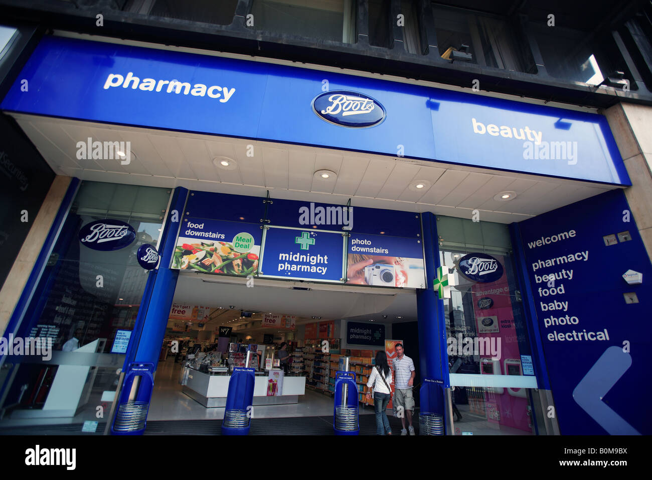 united kingdom london piccadilly circus boots pharmacy shop front Stock Photo