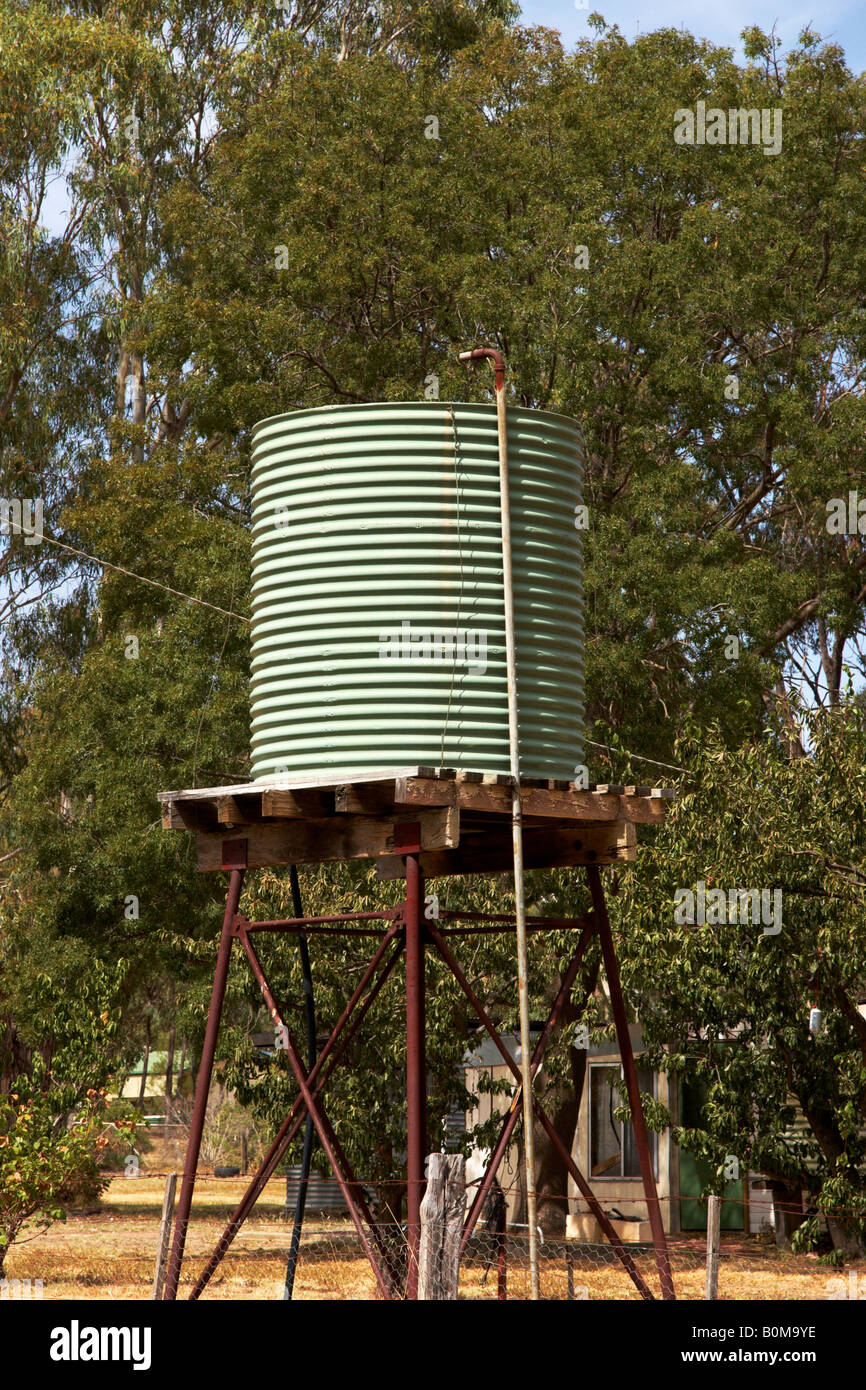 A water storage tank on a stand in country Victoria Australia Stock