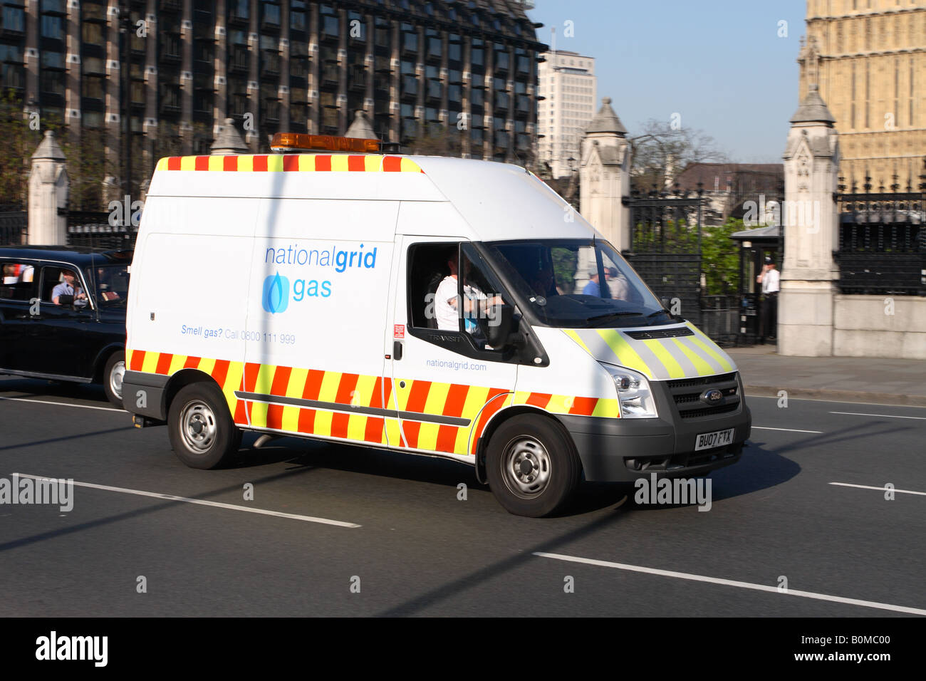 NationalGrid National Grid gas maintenance van driving through London Stock Photo