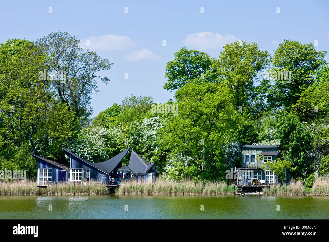 Romantic cottages at the canal in the freetown Christiania Stock Photo