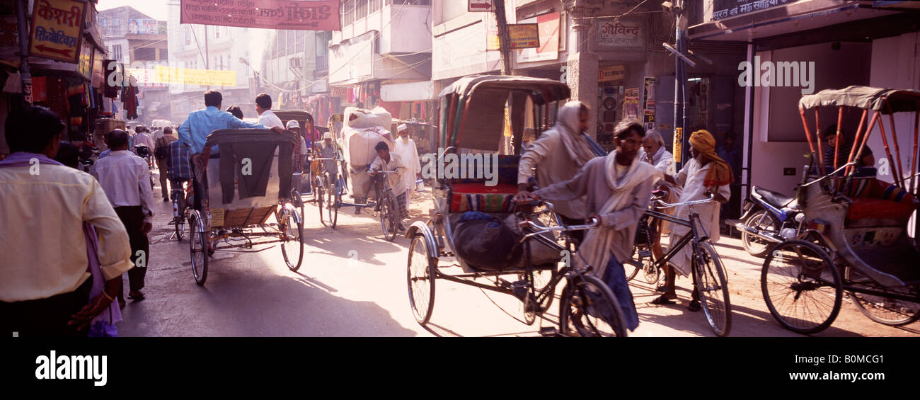 Varanasi Rickshaws Rickshaws street varanasi rickshaw street scene india hi-res stock ...