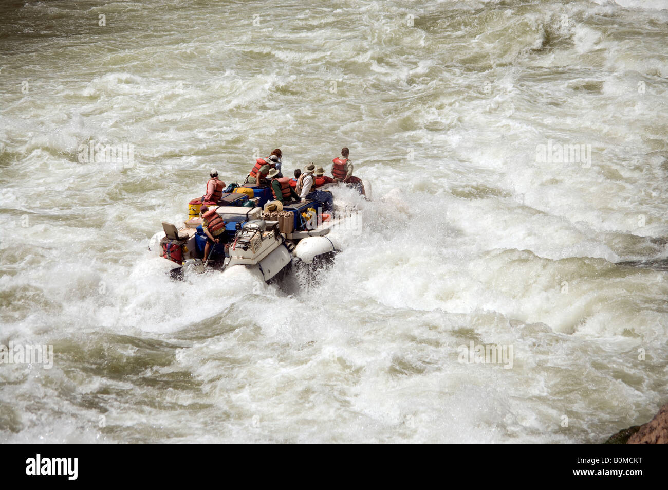 Running Lava Falls on the Colorado River Grand Canyon National Park Arizona US (model releases on file) Stock Photo