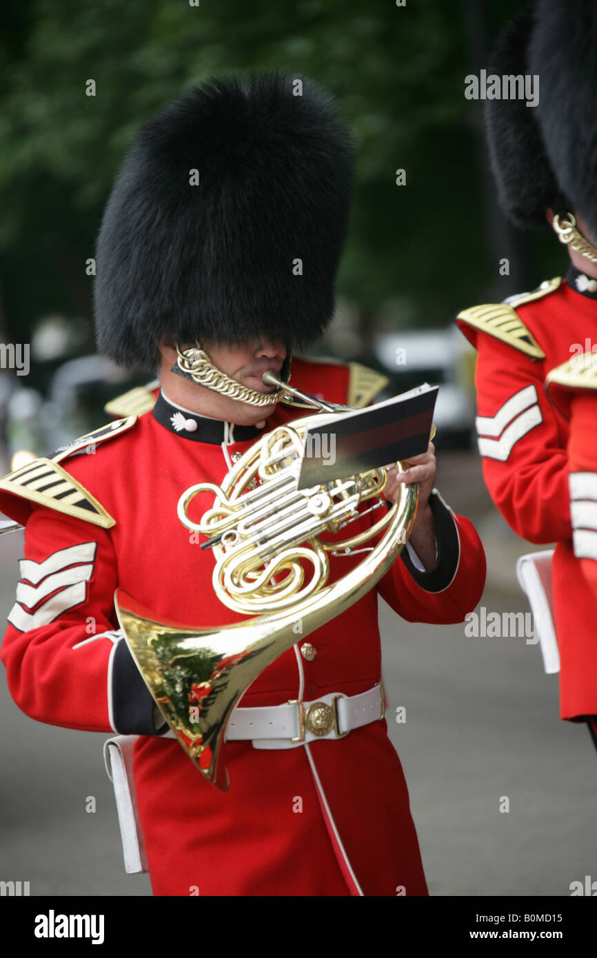 City of Westminster, England. The Guards Regiment Military Band whilst