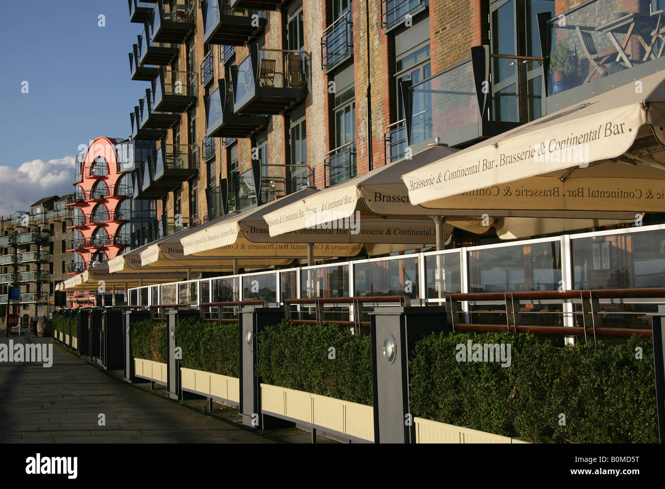 City of London, England. Residential apartments and restaurants at Shad Thames, on the South Bank of the River Thames. Stock Photo