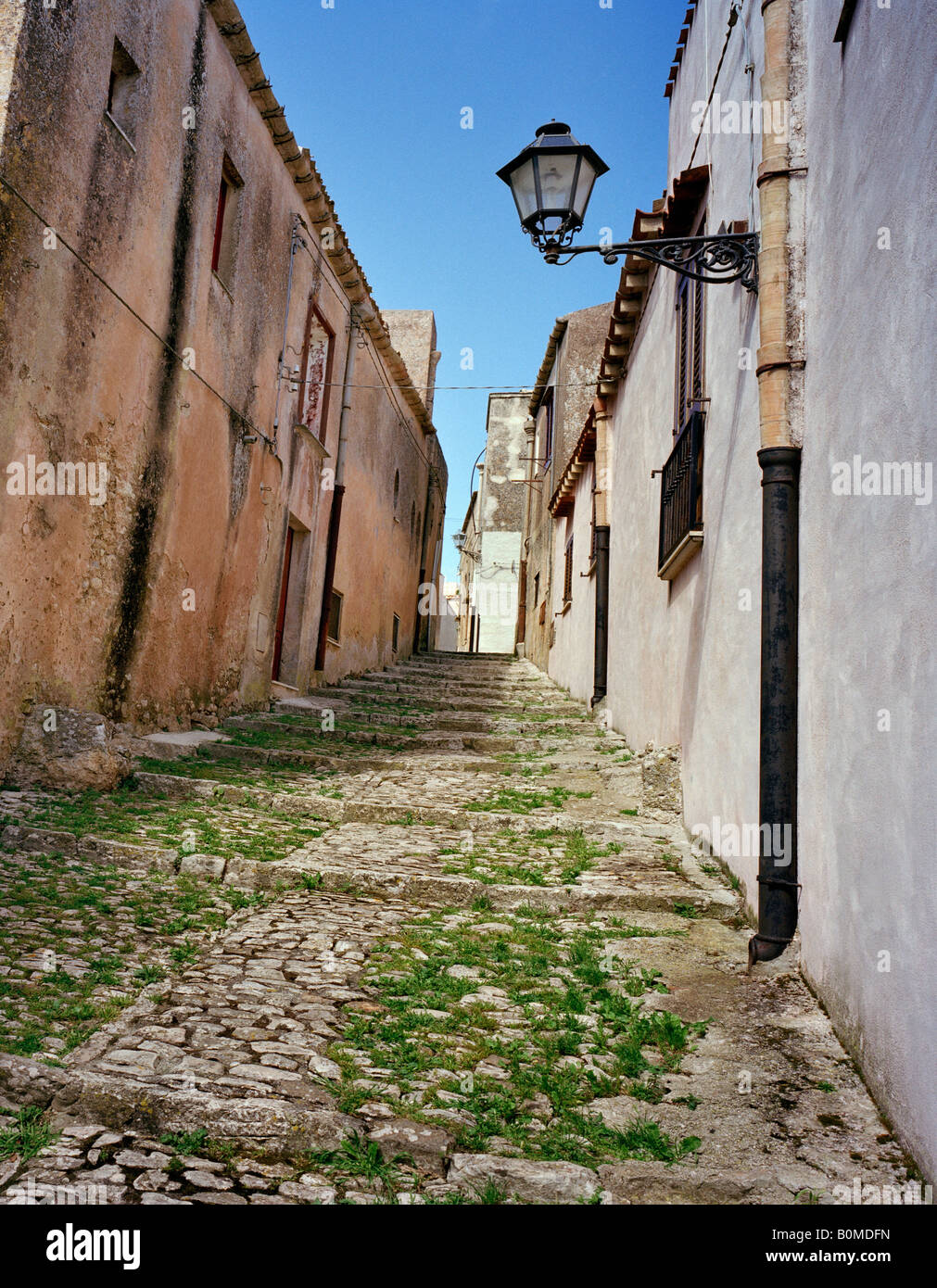 Cobbled streets of Erice Sicily Italy EU Stock Photo