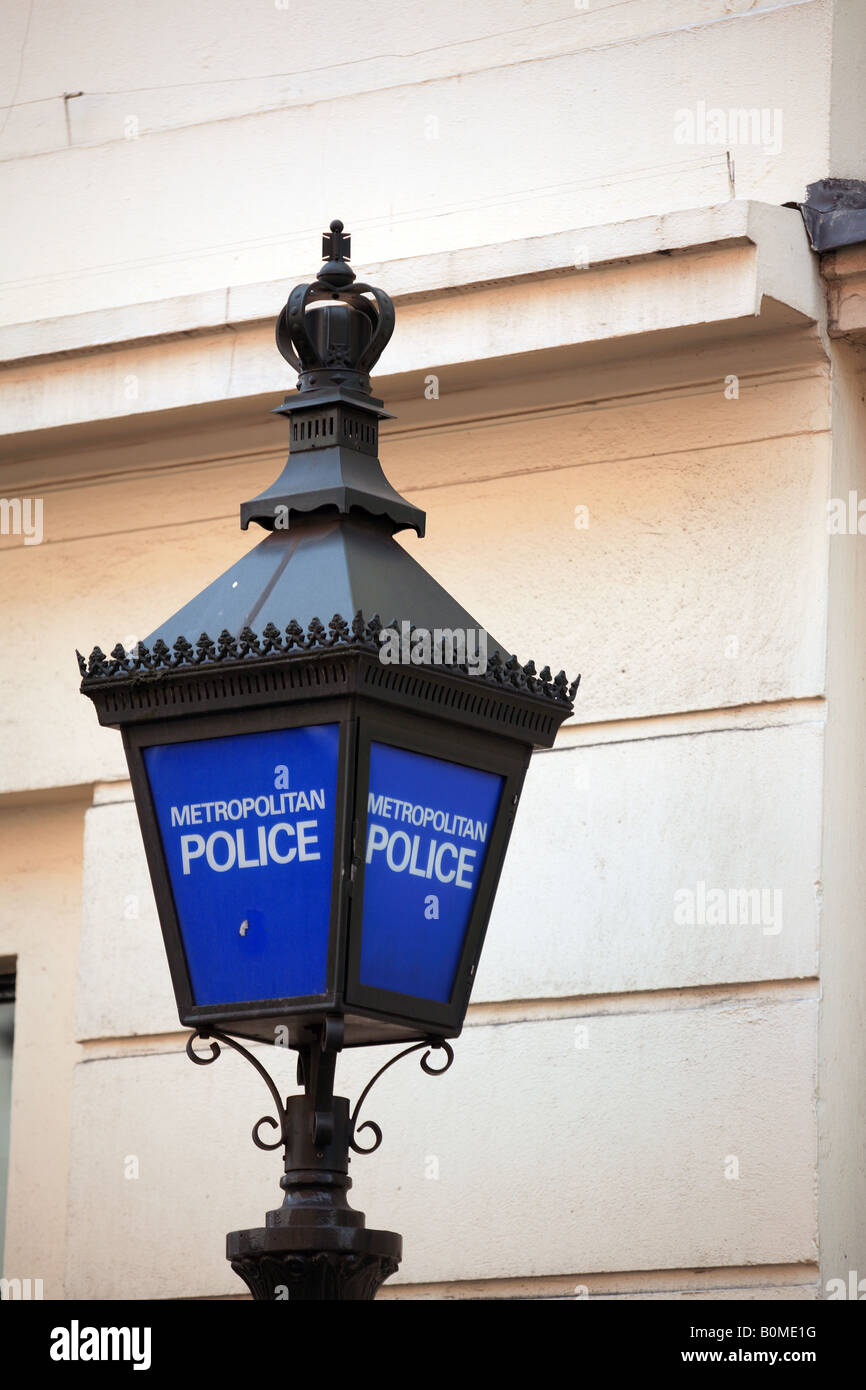 united kingdom london blue metropolitan police station sign Stock Photo