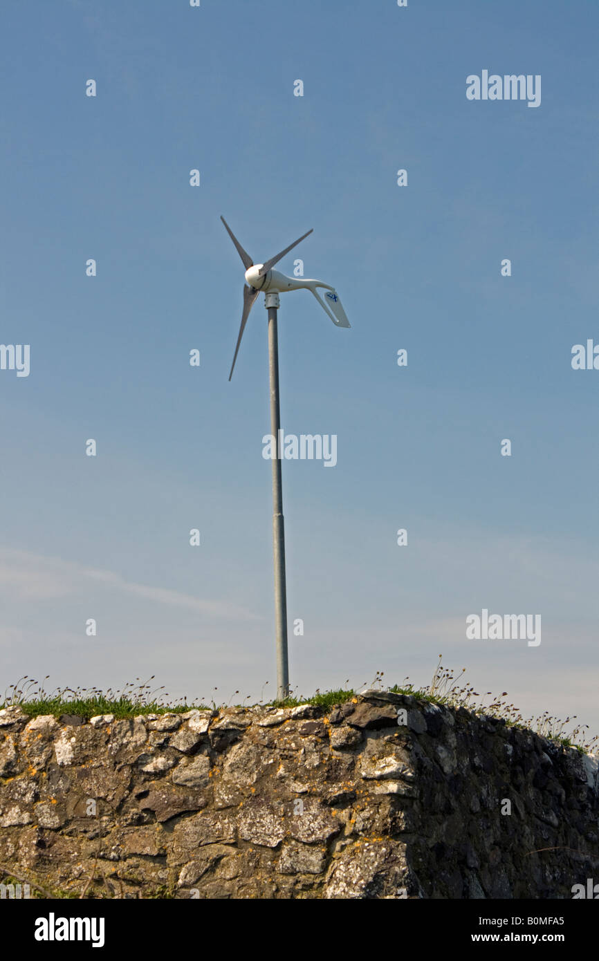 AirX small scale marine wind turbine Skomer Island Pembrokeshire West Wales UK Stock Photo