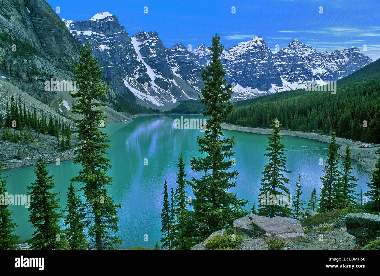 The beautiful Lake Moraine in Alberta, Canada Stock Photo