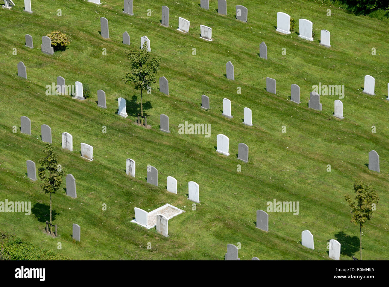 Aerial view of an old Dutch graveyard, Netherlands Stock Photo