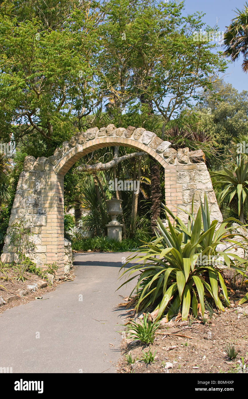 Entrance to the Sub-tropical Palm Garden at Ventnor Botanic Gardens, Isle of Wight, England, UK Stock Photo