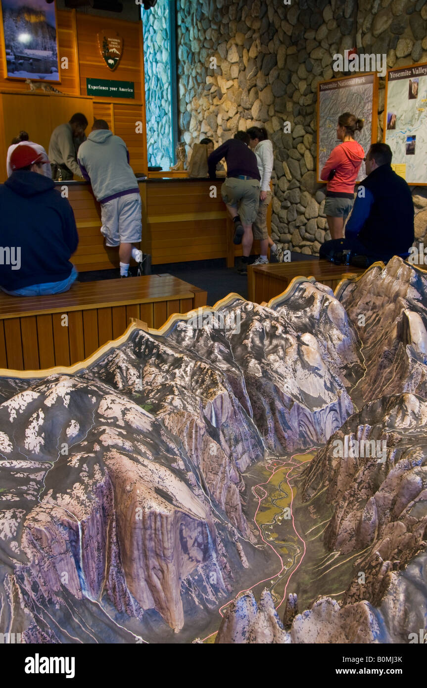 Scale topographic model of Yosemite Valley in the Visitor Center Yosemite National Park California Stock Photo