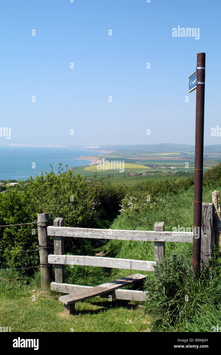 Coastal Footpath at Chale Isle of Wight England The coast path towards Freshwater Bay Stock Photo