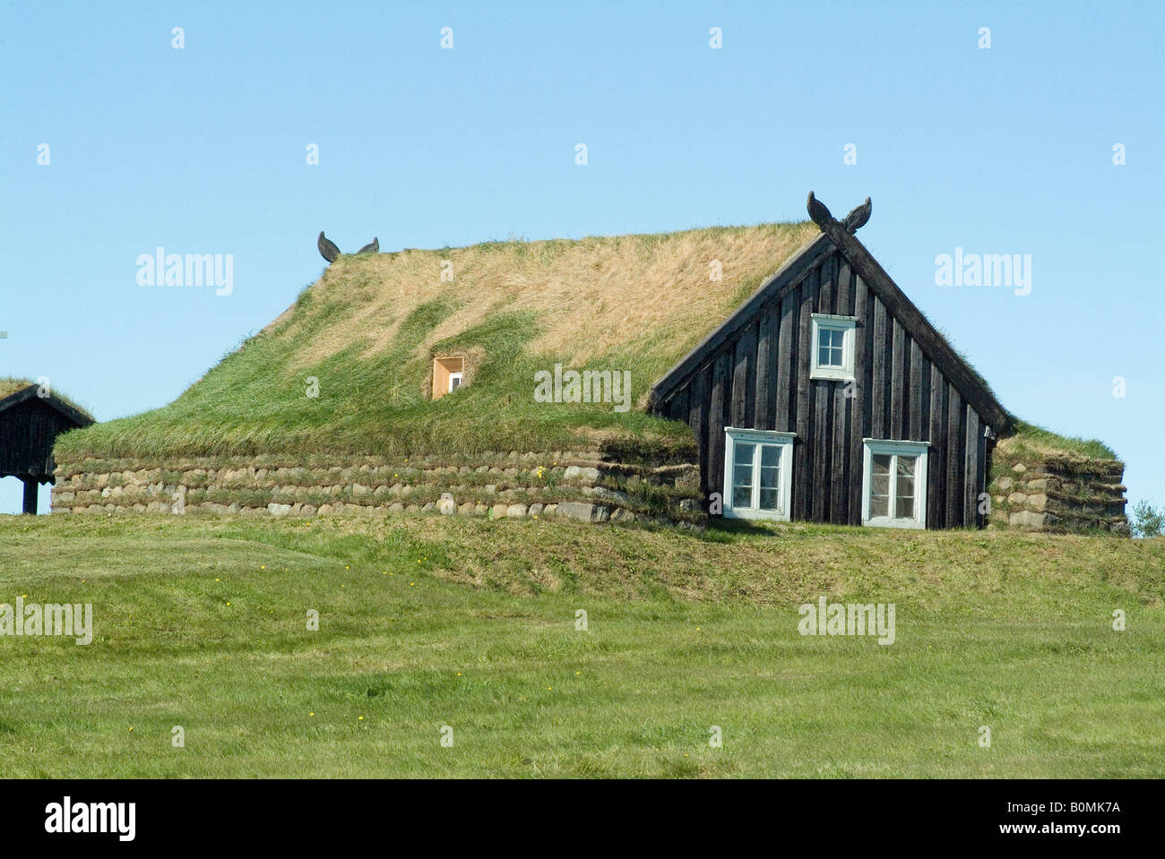 Traditional Turf farmhouse in Abaerjarsafn Museum, Reykjavik, Iceland