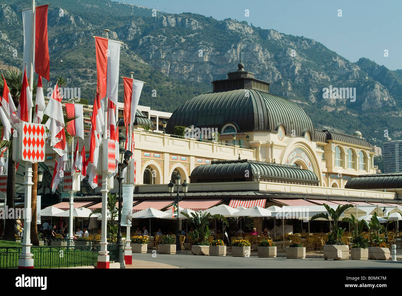 The Cafe de Paris, next to the Casino in Monte Carlo, Monaco. Stock Photo
