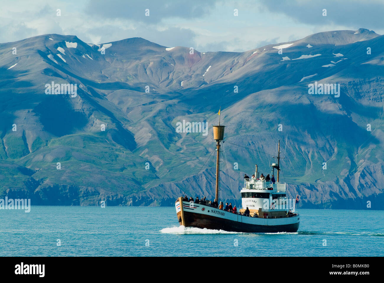 Whale watching ship departing from Husavik, Iceland Stock Photo - Alamy