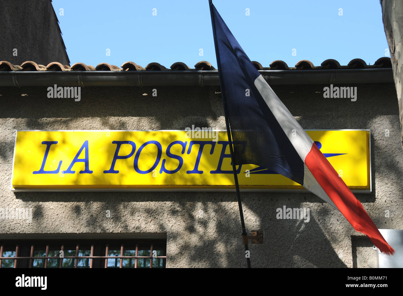 The post office - La Poste - at Génolhac, a small town serving a rural community in the Cévennes region of France. Stock Photo