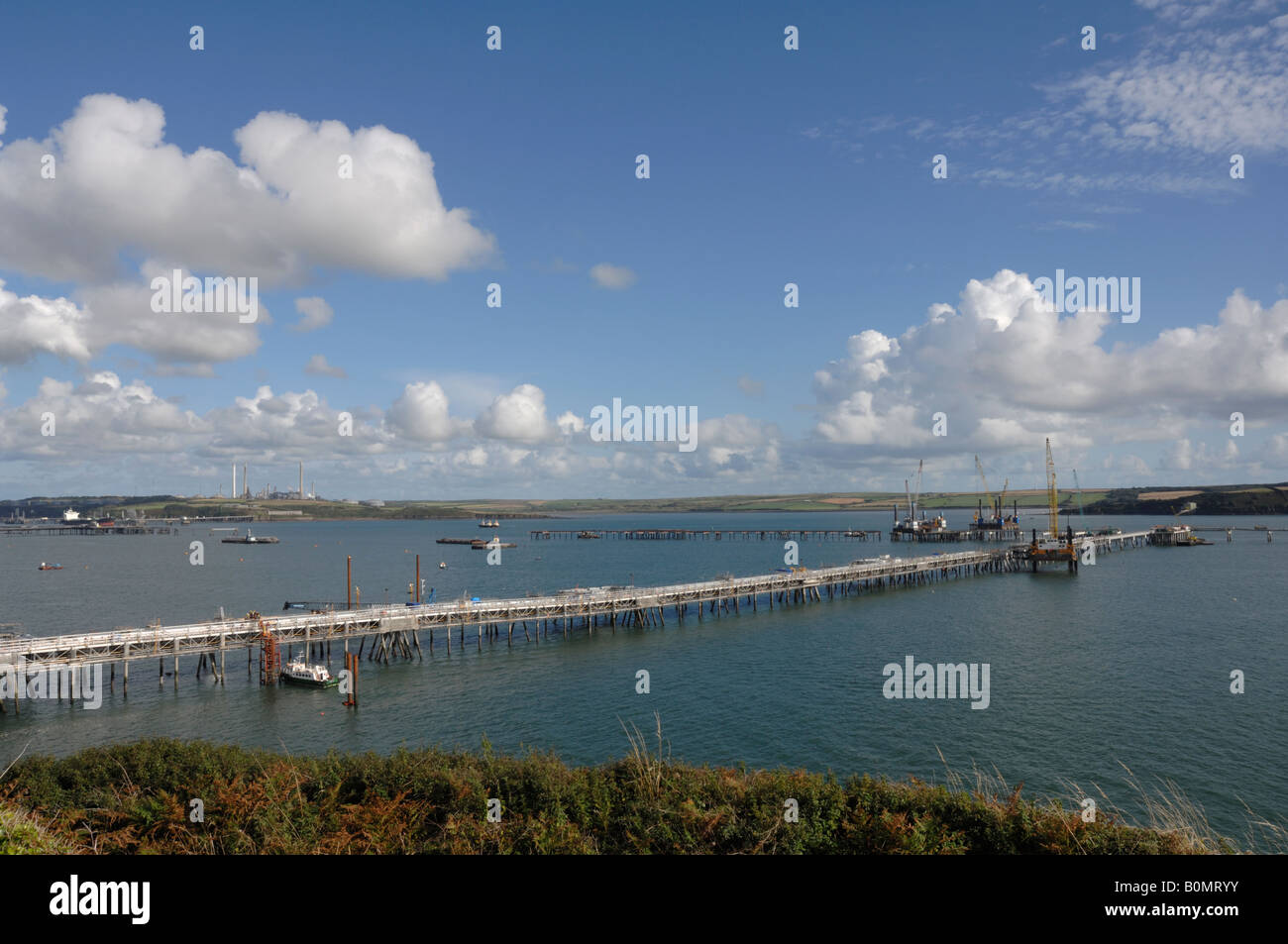 Jetty construction South Hook LNG Milford Haven Pembrokeshire Wales UK