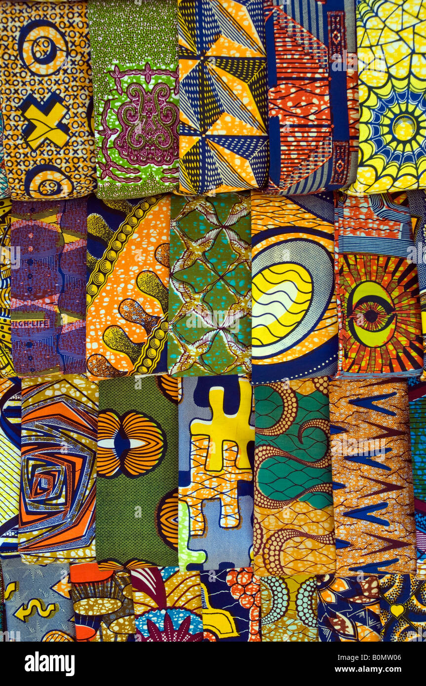 Cloth with colourful patterns, Accra, Ghana Stock Photo