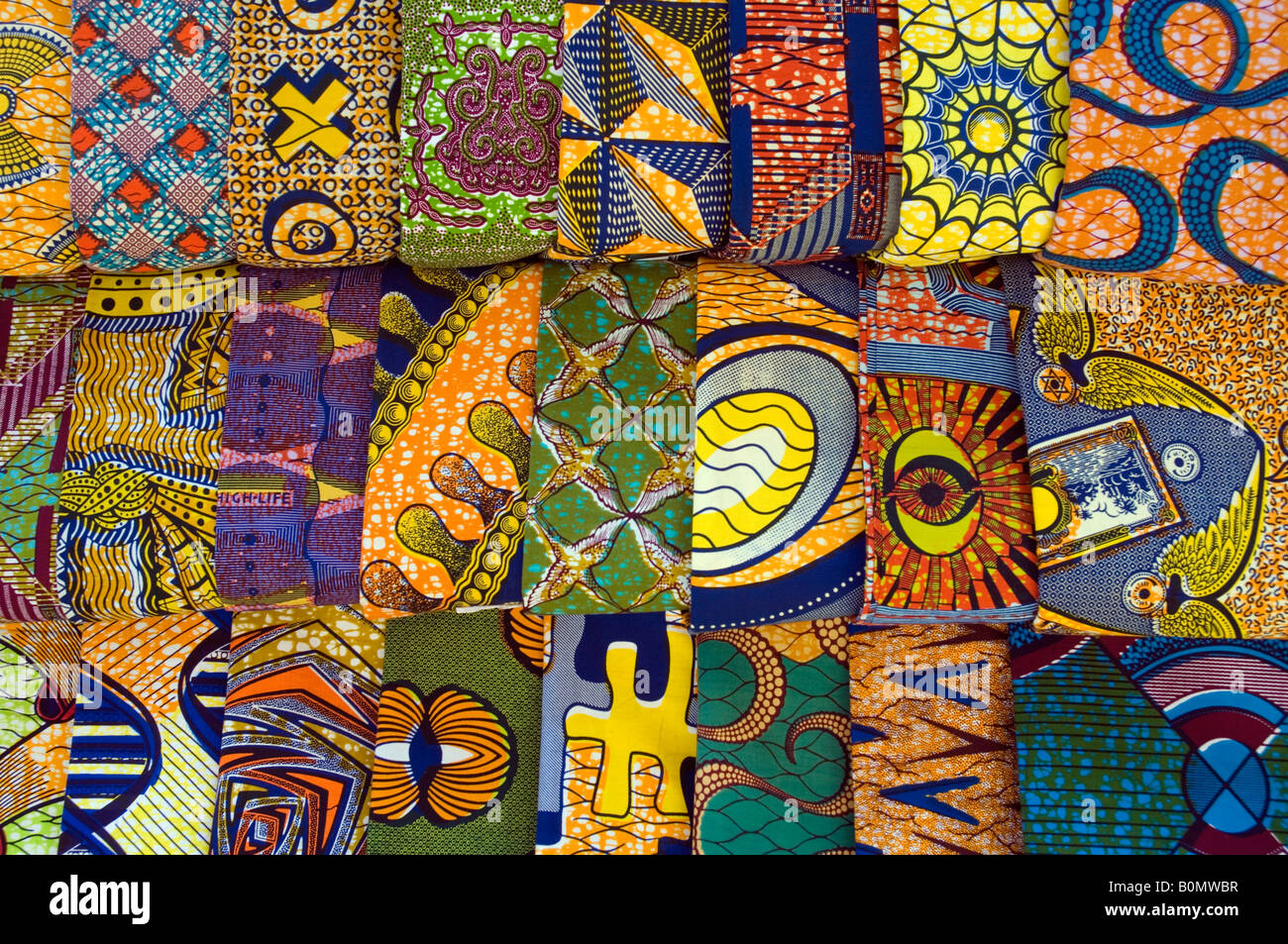 Cloth with colourful patterns, Accra, Ghana Stock Photo