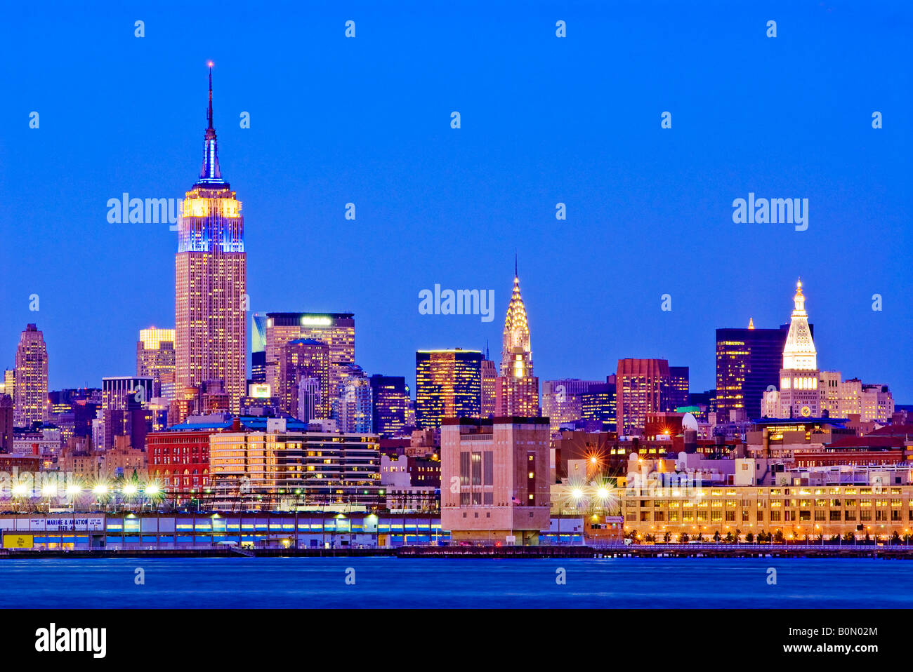 Skyline of New York City, Manhattan with the Empire State Building. Stock Photo