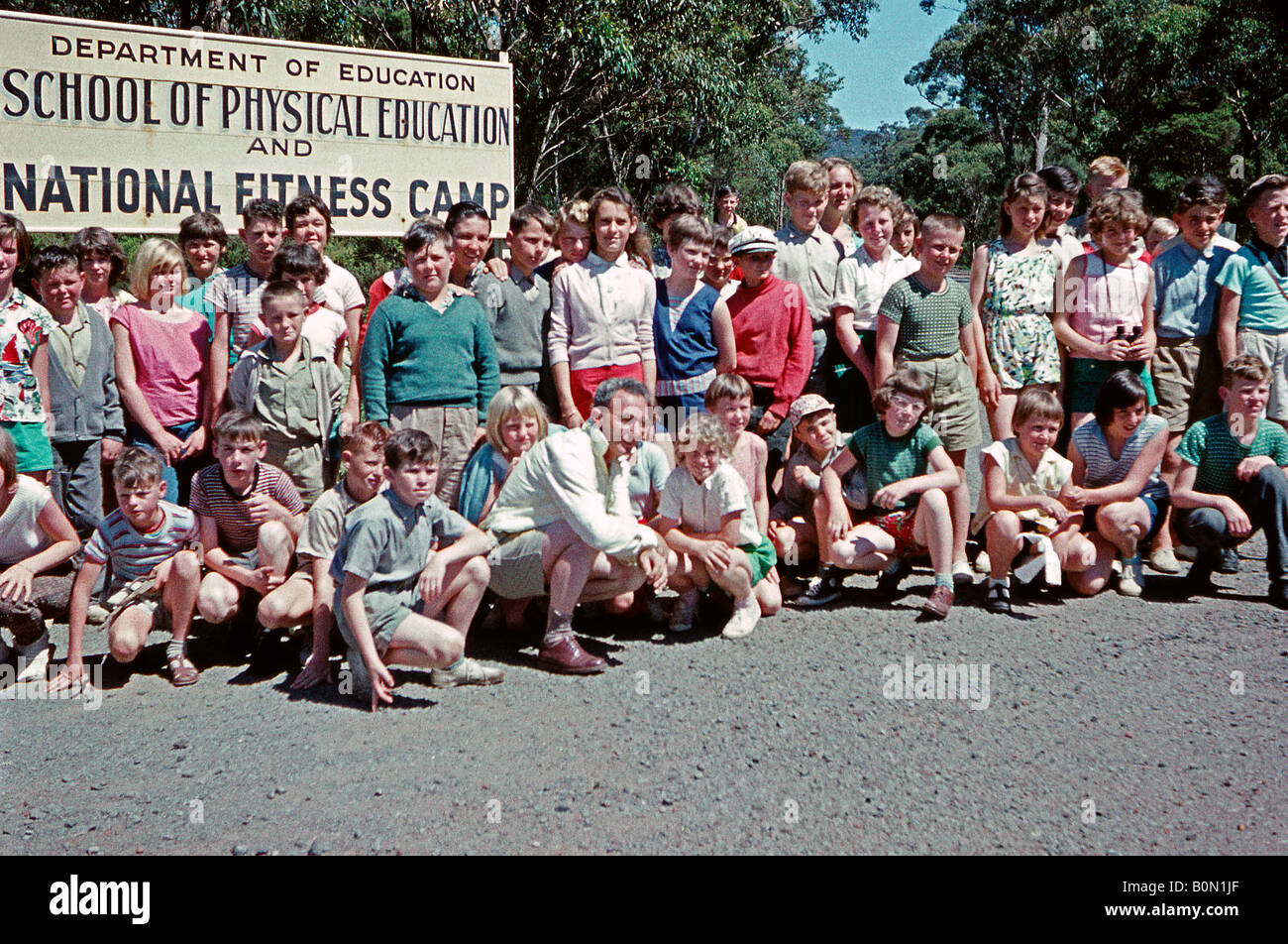 Migrant children at a fitness camp, Sydney, Australia, 1961 Stock Photo