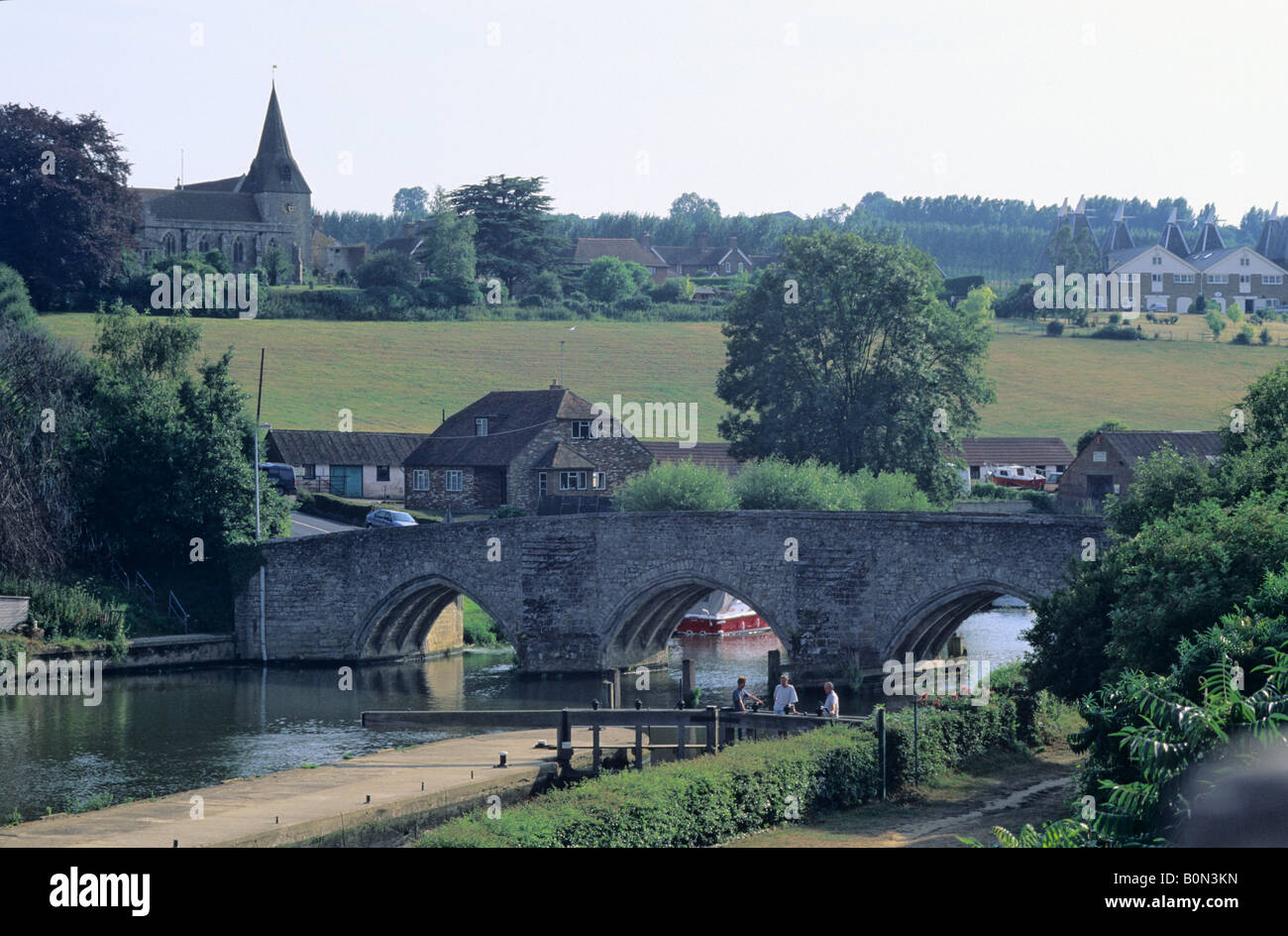 East Farleigh bridge and church, Kent, England, UK Stock Photo Alamy