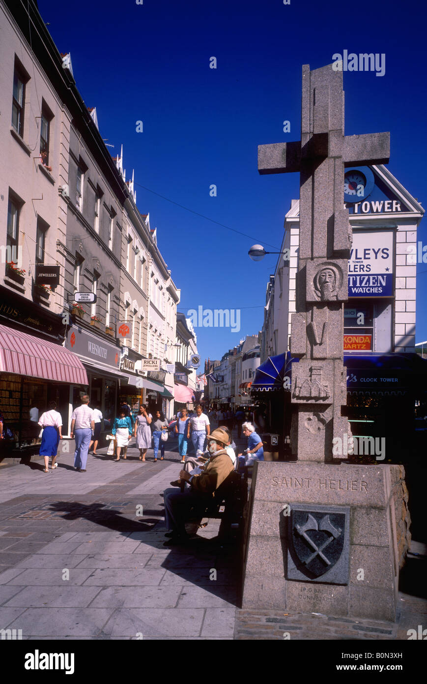Jersey La Croix de la Reine sculpture at Charing Cross in St Helier