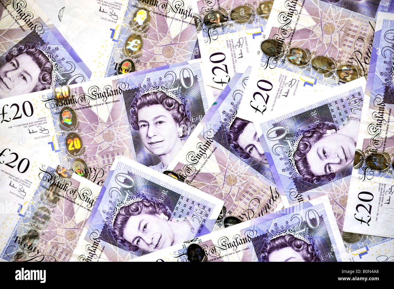 Cash money £20 bank notes currency FOR EDITORIAL USE ONLY Stock Photo