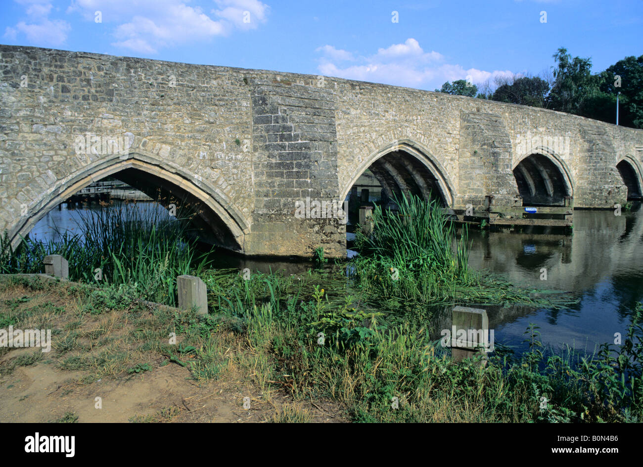 Bridge over the River Medway at East Farleigh, Kent, England, UK Stock